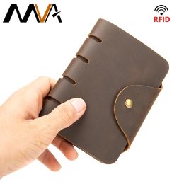 Wallets Mva Man Purse Wallet Retro Crazy Horse Leather Mens Wallets Designer Short Male Wallets Pocket Cards Passport Cover 7417