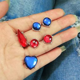 Stud Earrings 5 Pcs/Set Fashion Temperament Exquisite Blue Crystal Heart Geometric Set Female Engagement Wedding Jewelry Accessories