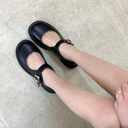 Casual Shoes 2024 Spring Round Toe Thick Sole Buckle Strap Students Girls Flats Size 42 43 Low Heels Mary Janes Womens Lolita