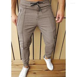 Men's Pants Solid Color Slim Fit Drawstring Spring Autumn High Quality Casual Trousers Streetwear Men Fashion Clothing 5