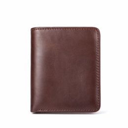 Wallets Guaranteed 100% Cowhide Short Retro Men Wallets 2021 Brand Designer Vintage Style Men's Purses High Quality Male Card Wallets