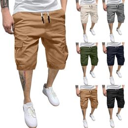 Men's Pants Male Summer Solid Colour Casual All Shorts Fashionable Woven Cargo With Pockets