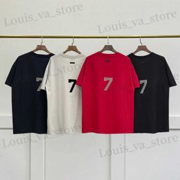 Men's T-Shirts New T-shirt FG Season 7 Main Line Loose Flocking Print Neutral Short Slve Oversized Hip Hop Strt T-shirt T240419
