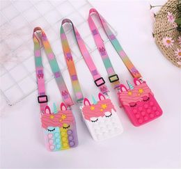 Fashion Push Bubbles Toy Rainbow Kawaii Coin Purse Children Wallet Ladies Bag Silica Gel Simple Toy7324106
