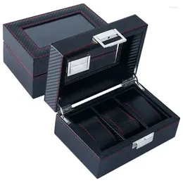 Watch Boxes High Quality Fashion Style 3/5/6/10/12 Slot Carbon Fibre Pattern Display Jewellery Storage Case Box