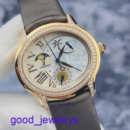 Hot AP Wrist Watch Millennium Series Womens Watch 77315OR Original Diamond Rose Gold Dynamic Lunar Phase Display Automatic Mechanical Watch 39mm