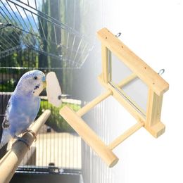 Other Bird Supplies Mirror Wooden Hanging Interactive Play Toys For Parrot Budgies Macaw Cockatiel Lovebird Cage Accessories