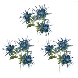 Decorative Flowers 3Pcs Simulation Eryngium Artificial Fake Plant Show Window Ornaments Party Home Decoration Supplies