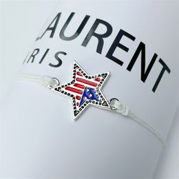 Charm Bracelets American Independence Day Bracelet Personalised Fashion Mti Layered Usa Flag Five Pointed Star Pendant Drop Delivery Ot1Pl