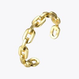 Enfashion Pure Form Medium Link Chain Cuff Bracelets Bangles For Women Gold Colour Fashion Jewellery Jewellery Pulseiras BF182033 240410