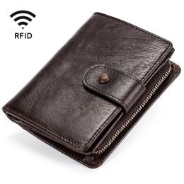 Wallets Men's Genuine Leather Wallet Vintage Cards Holder First Layer Soft Cowhide Coin Purses Short Dollar Price Male Clip