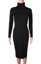 designer dress women Kleider designer womens clothing luxury clothes women Long-sleeved high-neck dress for hot girls waist tight sexy hip-covering long dress