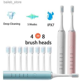 Toothbrush The New Ultrasonic Sonic Electric Toothbrush Rechargeable Tooth Brushes Adult Timer Brush Washable Electronic Whitening Teeth Y240419