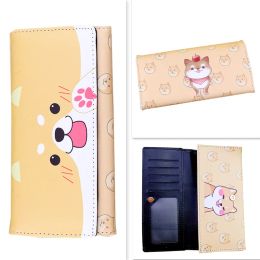 Wallets Neko Atsume Cat Backyard Shiba Inu Cute Cartoon Animal Cats Dogs Anime Students Men Women Long Wallet Card Holder Purse Package