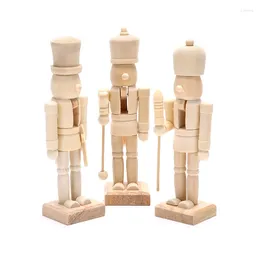 Decorative Figurines DIY 12CM Wooden Nutcracker Doll Soldier Shape Puppet Handmade Craft Decoration