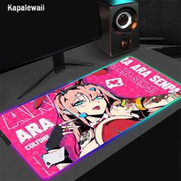 Mouse Pads Wrist Rests Gaming Mousepads Genshin Impact Mousepad RGB Anime Large Mouse Mat Big Desk Pads LED Mouse Pad Big Keyboard Mats With Backlit Y240419
