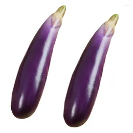 Decorative Flowers 2pcs Simulated Eggplants Soft PU Artificial Aubergines Simulation Vegetables Lightweight Pography Props Ornament 50LB