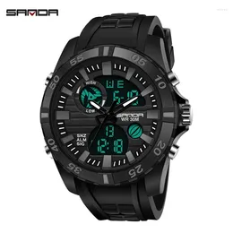 Wristwatches SANDA 791 Fashion Sports Style Men Watch Durable Analogue Digital Dial Multifunctional 2024 Electronic Clock Relogio Masculino