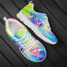 Casual Shoes Funny Gradient Print Breathable Sneakers Fashion Lace-up For Students Light Cozy Mesh Flat