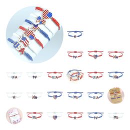 Charm Bracelets American Independence Day Bracelet Personalised Fashion Mti Layered Usa Flag Five Pointed Star Pendant Drop Delivery Otpvp