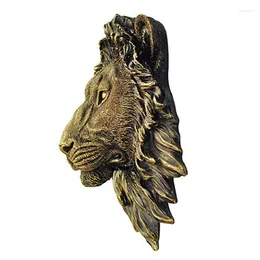 Decorative Figurines 2Pcs Animal Head Wall Decor Lion Statue Home Creative Simulation