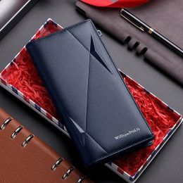 Wallets New RFID high quality genuine leather men's wallet fashion design long wallet mobile phone credit card wallet clutch bag