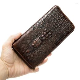 Wallets Men's Wallet Long Genuine Leather Purses Female Cowhide Coin Pocket Card Holder Mini Money Bag Portable Clutch Bags