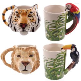 Mugs 3D Ceramic Mug FROG Parrot Lion Lizard Tiger Woodpecker Panda Milk Tea Cup Coffee Water Gift Creative Design