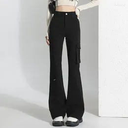 Women's Jeans Black Cargo Slim-fit Vintage High-waisted Flared Streetwear Women High Quality Pants
