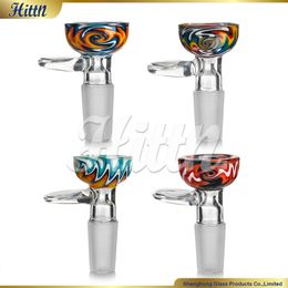 14mm 18mm Male Glass Bong Bowl Piece High Qualiy American Colours Wig Wag Hand Blown Pyrex Glass Smoking Water Pipe Dab Rig Accessories