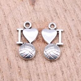 Charms Ornaments I Heart Volleyball Jewellery Making Supplies 16x9mm 20pcs