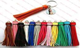 new arrival sublimation long leather tassels keychains fashion key ring transfer printing consumables 13 colours5935310