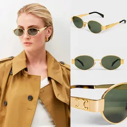 Triomphes Sunglasses Womens Man Luxury Oval Metal Frame UV400 Lens Polarize Designer Woman Eyeglass Square Shade Cat E s