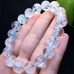 Link Bracelets 12mm Natural Azeztulite Clear Quartz Bracelet Crystal Reiki Healing Stone Fashion Jewellery Gift For Women Men 1PCS