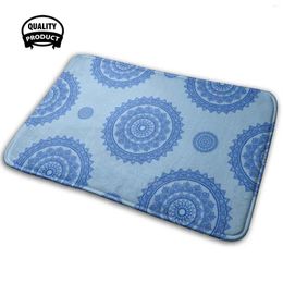 Carpets Mini Mandala Designs 3D Soft Non-Slip Mat Rug Carpet Cushion Maanvi Blue