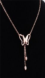 Stainless steel butterfly pendant necklace women girl birthday party necklaces romantic valentine gift Jewellery C32574936