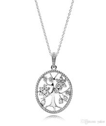 925 Sterling Silver CZ Diamond family tree Pendant Chain Necklace Logo Original Box for Crystal Necklace for Women Men7478713