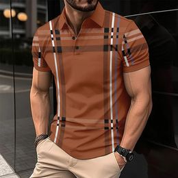 Mens Summer Business Casual lapel shortsleeved POLO shirt fashion trend top Tshirt mens clothing 240403