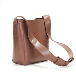 Shoulder Bags Women's Fashion Solid Color Concise Bucket Bag Thick Straps 2 In 1 Crossbody Office Daily