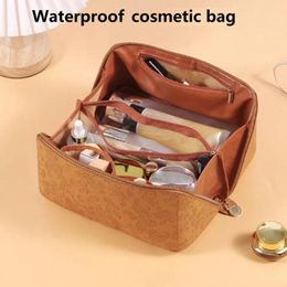 Storage Bags Travel Toiletry Bag Great Capacity Keep Tidy Faux Leather Makeup Brush Lipstick Cosmetic With Handle Tool