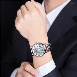 Wristwatches 2024 Mens Fashion Minimalist Watches Men Business Casual Quartz Watch Simple Male Stainless Steel Mesh Band Clock Relogio
