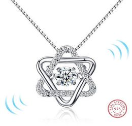 2018 S925 Silver Classic Rotate Dancing CZ Stone Silver Hexagram Pendant Necklace For Women Girl Fashion Jewellery Gift For Love5975260