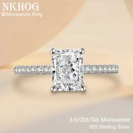 Wedding Rings NKHOG 1ct 2ct 3ct 7x9mm Moissanite Rings 925 Sterling Silver Colourless VVS Diamond Engagement Wedding Ring Women Band Jewellery 240419