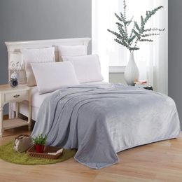Soft Blanket On The Bed Polyester Coral Fleece Plaid Gray Color Adult Winter Warm Sheets Coverlet Bedspread Flannel Blankets 240409