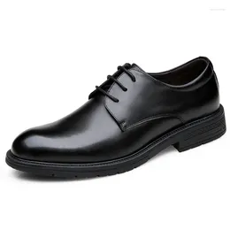 Dress Shoes Men Leather Luxury High Quality Black Business Suit Derby Shoe Breathable Pointed Elegant Wedding Footwear For Male