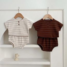 Clothing Sets Korean Summer Ins Baby Boy 2PCS Clothes Set Cute Casual Stylish Striped Cotton Short Sleeve Shirt Shorts Suit Infant Outfit