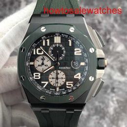 Womens AP Wrist Watch Royal Oak Offshore Series 26405CE Smoked Green 44mm Date Display Timing Function Automatic Mechanical Men's Watch