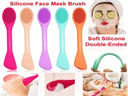 Silicone Face Mask Brush Doublehead Soft Silicone Facial Cleansing Brush Mud Clay Mask Body Lotion and BB CC Cream Brushes Beauty2929350