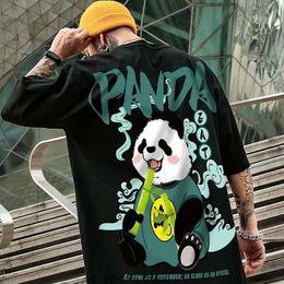 Mens T Shirts Tide 2021 Hip Hop Tees T-Shirt Chinese Style Panda Harajuku Loose Men Tops Casual Summer Oversized Male Punk Clothes