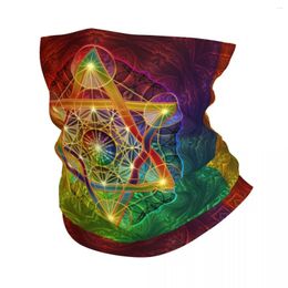 Bandanas Metatron's Cube With Merkabah Flower Of Life Bandana Neck Gaiter For Hiking Hunting Wrap Scarf Sacred Geometry Balaclava Warmer